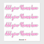4 Modern Custom Name Laptop Stickers Set Hot Pink シール (シート)