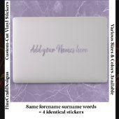 4 Modern Custom Name Laptop Stickers Set Lilac シール