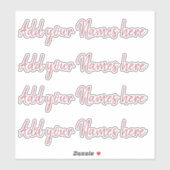 4 Modern Custom Name Laptop Stickers Set Pink シール (シート)