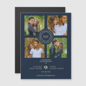 4 Multi Photos Navy Blue & Gold Minimal Initials (正面/裏面)