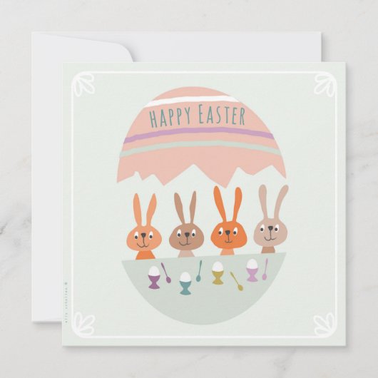 4 paashaasjes aan tafel カード (正面)