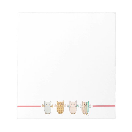 4 Pastel Owls 飛んでいる Notepad ノートパッド (正面)