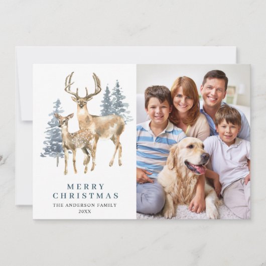 4 PHOTOクリスマスエレガント鹿松 シーズンカード (正面)