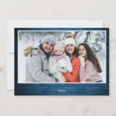 4 PHOTOクリスマスブルー素朴ウッド挨拶 シーズンカード (裏面)