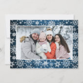 4 PHOTOクリスマスブルー素朴ウッド挨拶 シーズンカード (裏面)