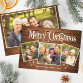 4 PHOTOクリスマスブ素朴ラウン木材グリーティングボー シーズンカード