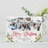 4 PHOTOクリスマス素朴樺の木樹皮あいさつ シーズンカード (スタンド正面)