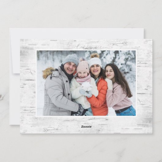 4 PHOTOクリスマス素朴樺の木樹皮あいさつ シーズンカード (裏面)