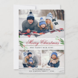 4 PHOTOコラージュのメリークリスマスグリーティング シーズンカード