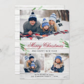 4 PHOTOコラージュのメリークリスマスグリーティング シーズンカード (正面/裏面)