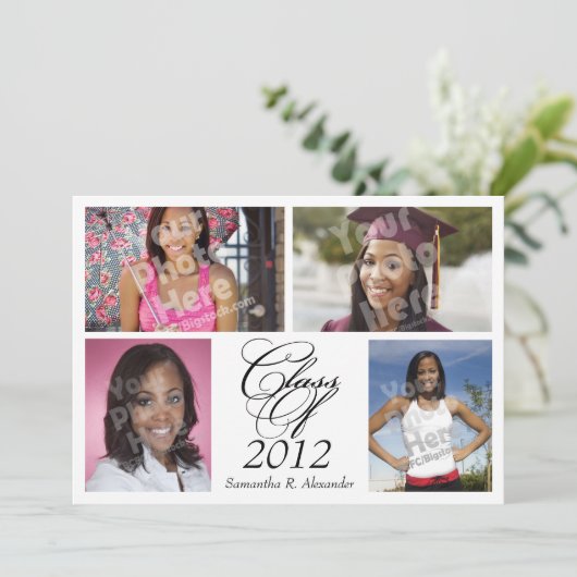 4-Photoコラージュカスタム卒業発表 招待状 (スタンド正面)
