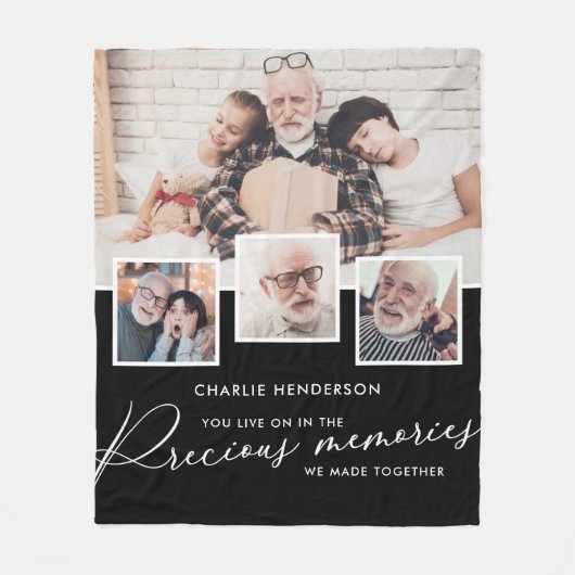 4-Photoコラージュ大切メモリアル フリースブランケット (正面)