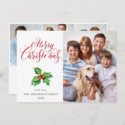 4 PHOTOホリーベリーミストレトークリスマスグリーティング シーズンカード (正面/裏面)