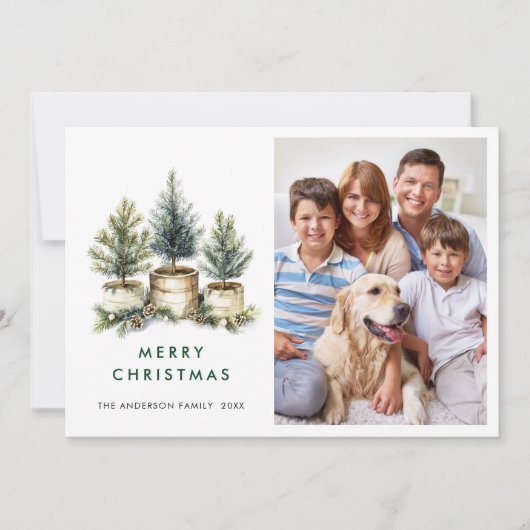 4 PHOTOミニマルなクリスマスツリーの挨拶 シーズンカード (正面)