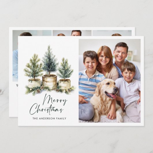 4 PHOTOミニマルなクリスマスツリーの挨拶 シーズンカード (正面/裏面)