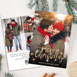 4 PHOTOメリークリスマス金ゴールド輝くグリーティングホリ シーズンカード