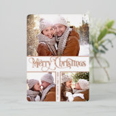 4 PHOTO単に輝くエレガントクリスマスバラ金ゴールド 箔シーズンカード (立ち正面)