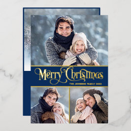 4 PHOTO単に輝くエレガントクリスマス金ゴールド 箔シーズンカード