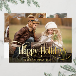 4 PHOTO単に輝くエレガントクリスマス金ゴールド 箔シーズンカード