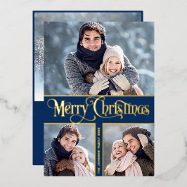 4 PHOTO単に輝くエレガントクリスマス金ゴールド 箔シーズンカード