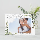 4 PHOTO エレガント Eucalyptus水彩フローラ サンキューカード (スタンド正面)