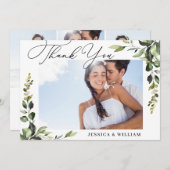 4 PHOTO エレガント Eucalyptus水彩フローラ サンキューカード (正面/裏面)