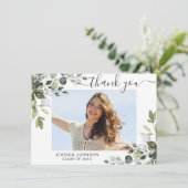 4 PHOTO エレガント Eucalyptus Greenery卒業 サンキューカード (スタンド正面)