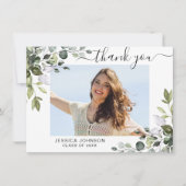 4 PHOTO エレガント Eucalyptus Greenery卒業 サンキューカード (正面)