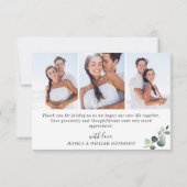 4 PHOTO エレガント Eucalyptus White Rosesフローラ サンキューカード (裏面)