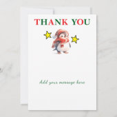 4 photo add message christmas penguin サンキューカード (裏面)
