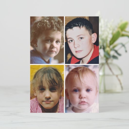 4 photo add message purple text flat note card サンキューカード (スタンド正面)