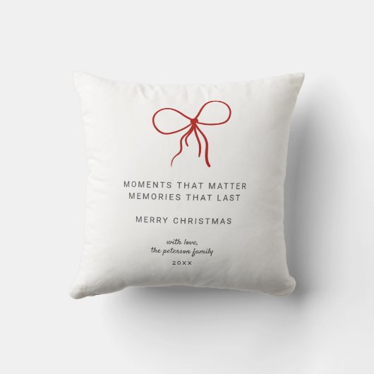 4 Photo Bow Wrap Christmas Family Keepsake クッション (裏面)