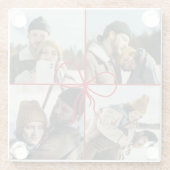 4 Photo Bow Wrap Christmas Newlyweds Modern ガラスコースター (裏面)