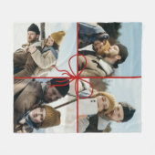 4 Photo Bow Wrap Christmas Newlyweds Modern フリースブランケット (正面(横))
