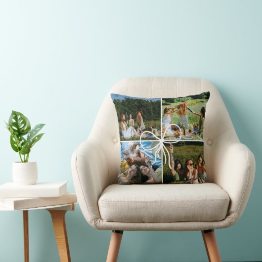 4 Photo Bow Wrap Christmas Present Best Friends クッション (椅子)