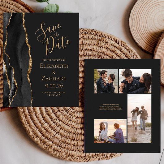 4-Photo Budget黒い金ゴールドアゲイト暗い日付を保存