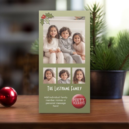 4 Photo Chrimtas Collage -レトロホリー シーズンカード
