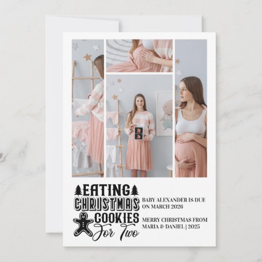 4 Photo Christmas Cookies for 2 Pregnancy  シーズンカード (正面)