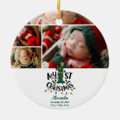 4 Photo Christmas Tree Lights First Christmas セラミックオーナメント (裏面)