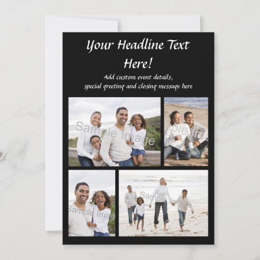 4-Photo Collageフラットグリーティングカードまたは招待状 招待状 (正面)