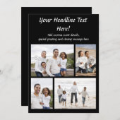 4-Photo Collageフラットグリーティングカードまたは招待状 招待状 (正面/裏面)