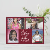 4-Photo Collage Burgundy卒業/パーティー 招待状 (スタンド正面)