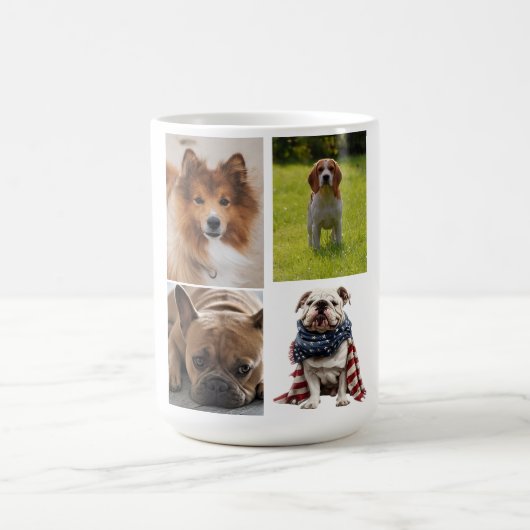 4 Photo Collage Dog Lover Pet コーヒーマグカップ (中央)