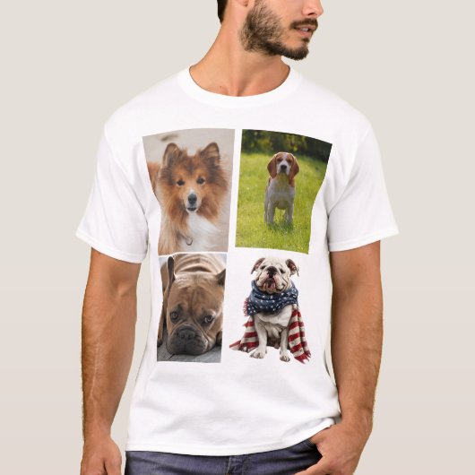 4 Photo Collage Dog Lover Pet Tシャツ (正面)