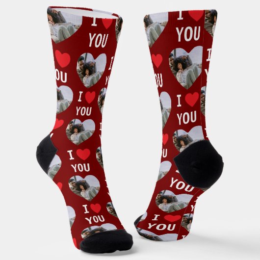 4 Photo Collage I Love You ソックス (傾斜あり)