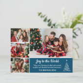 4 photo collage modern cute blue Joy to the world シーズンカード (スタンド正面)