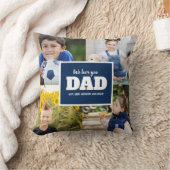 4 Photo Collage Navy Blue Father We Love Youパパ クッション (ブランケット)