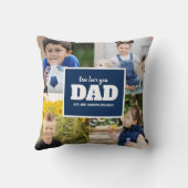 4 Photo Collage Navy Blue Father We Love Youパパ クッション (裏面)
