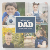 4 Photo Collage Navy Blue Father We Love Youパパ ストーンコースター (正面)
