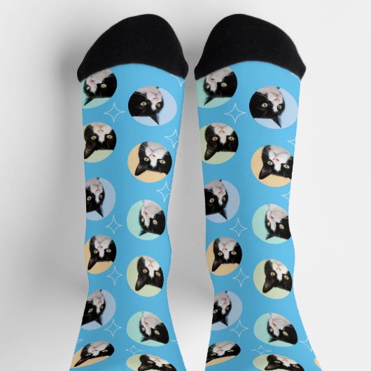 4 Photo Collage Template Make Your Own Light Blue ソックス (上部)